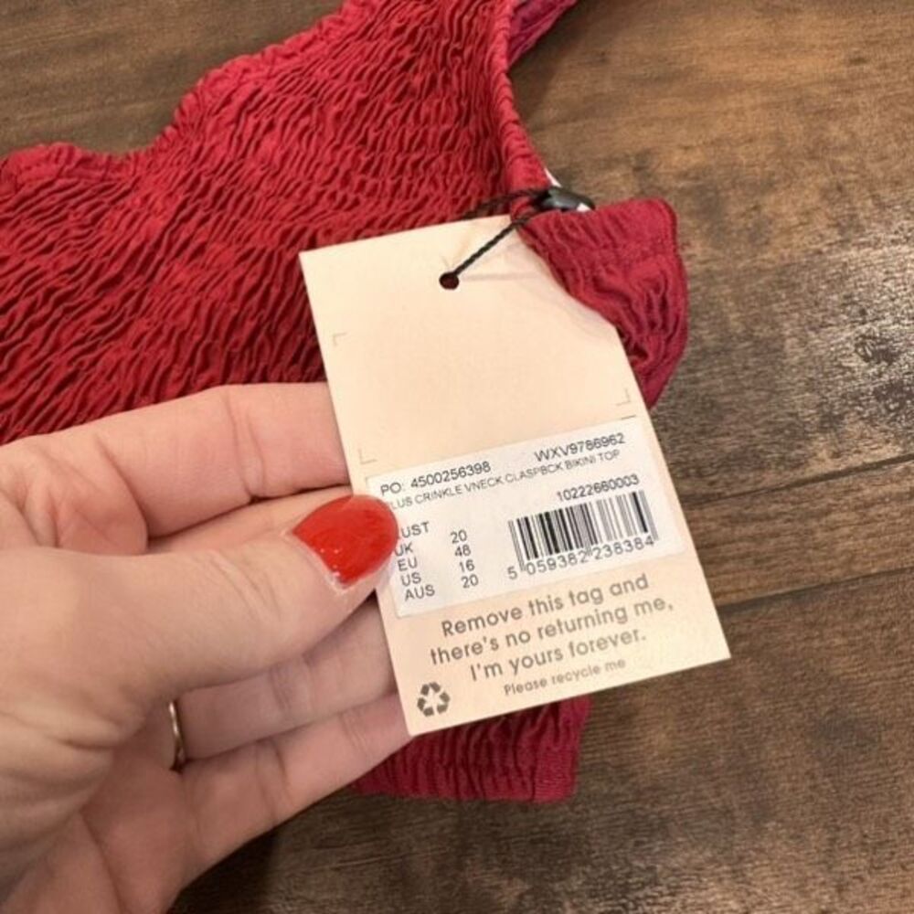 NWT Missguided Plus crinkle bikini in rust Red Size 16 XL - Picture 5 of 9